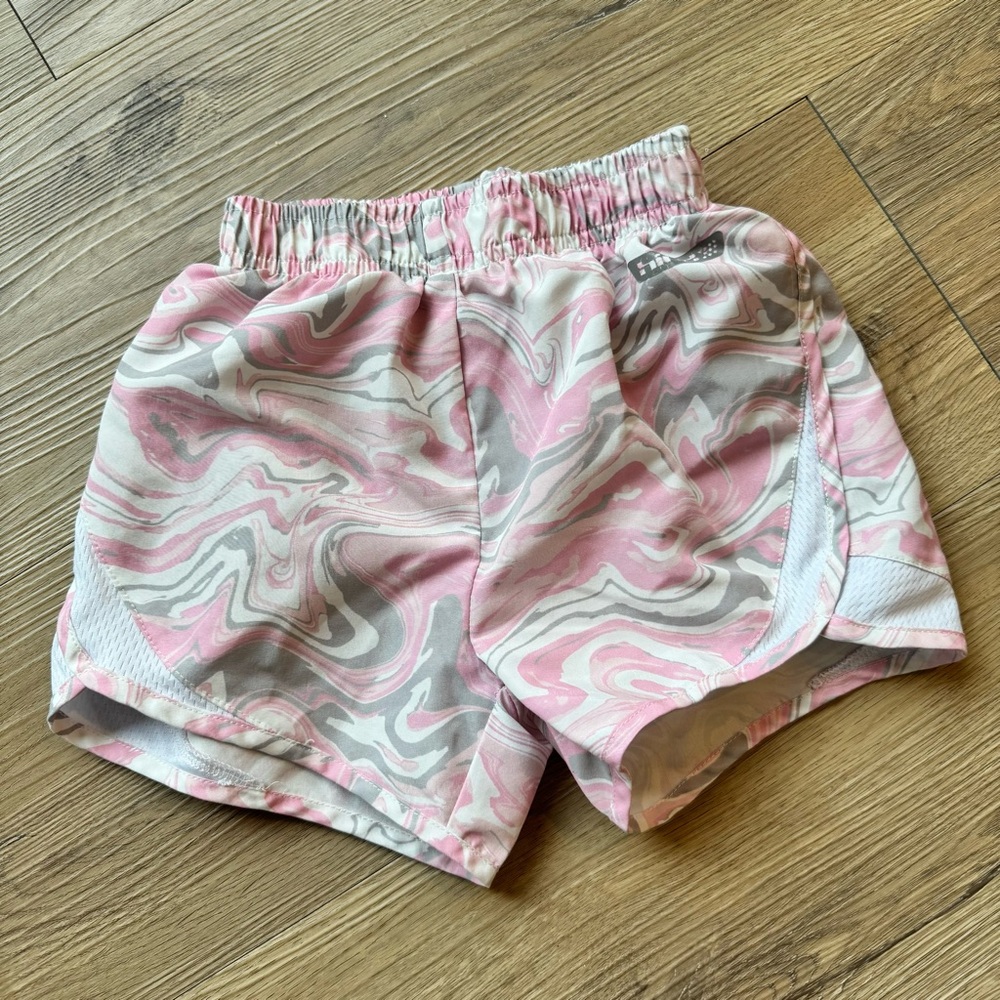 Hind Toddler Girls Athletic Running Shorts 2T Pink Gray Marble Swirl Activewear